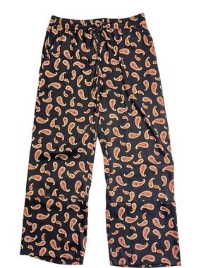Anthropologie Black Paisley Pants Polyester Wide Leg Size Large